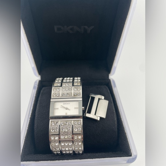 DKNY NY-3713 Crystal Pavé Cuff Bracelet Watch | Box + Extra Link - Picture 7 of 8
